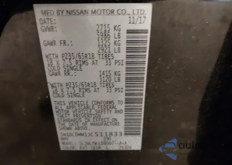 2018 Infiniti Qx60 z USA, uszkodzony, nr VIN 5N1DL0MM1JC511833